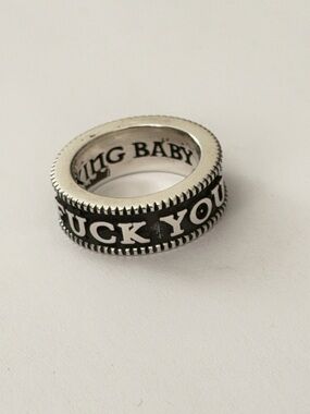 King Baby Studio Sterling Silver “FCKU YOU” coin edge Ring size 6